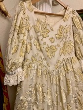 Pantomime Fairy Costume in Yellow With Gold leaf details in glitter brocade 