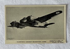 Vintage Valentines Aircraft Recognition Proficiency Card BRISTOL BEAUFIGHTER I
