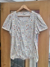 Next X William Morris Co Print T-Shirt Elasticated Hem Top Size 16 New