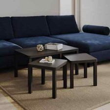 3Pc Wooden Coffee Table Set Side Sofa Living Room Furniture Nesting Tables