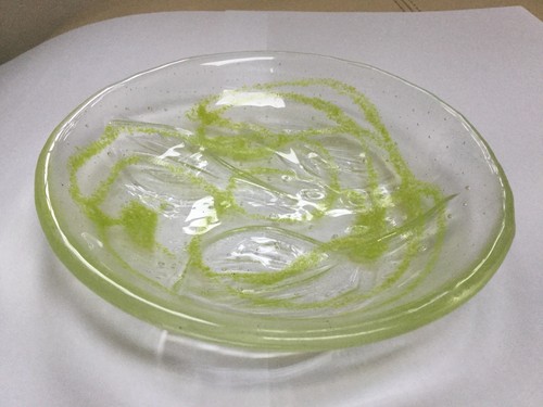 Fused glass bowl dish lime - dish,