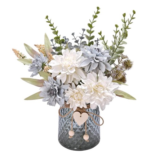 Fake flowers with vase blue - flowers,