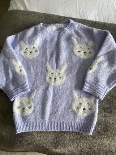 Girls lilac bunny jumper - girls,