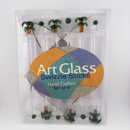 Art glass palm tree swizzle - palm,