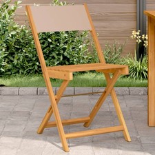 Bistro Chairs 2pc Taupe Solid Acacia Wood & Polyester 41x52.5x80cm Foldable Set