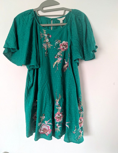 Monsoon green floral bird - green,