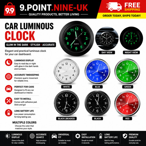 Mini car dashboard clock - 1×,