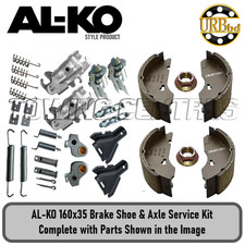 ALKO 160x35mm Type Caravan Trailer Brake Shoe & Service Kit Drum Single Axle x 1