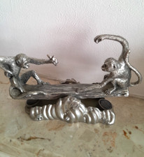 Quirky monkey Pewter monkey Seesaw Figurine Ornament