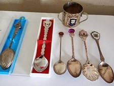 Souvenir Spoons Scottish Thistle Red Rose St Paul Eiffel Tower Canada Rochdale