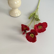Artificial Poppies Flower Gorgeous Silk Papaver Rhoeas Flocking Stem Home Decors