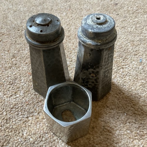 Vintage pewter salt pepper - vintage,