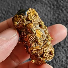 Thai Buddha Takrut Blackened copper,lek Lai,pearl Phra Somdej Toh