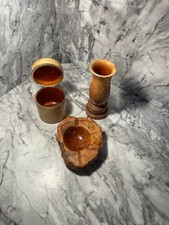 Vintage 60s/70s Genuine Alabaster Ashtray pot vase collection HandCarved belaqua