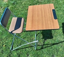 Children's Vintage  Folding  School Desk, Built In Padded Seat, & Chalkboard 