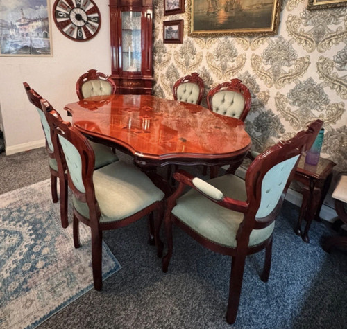 Dark wood dining table - wood,