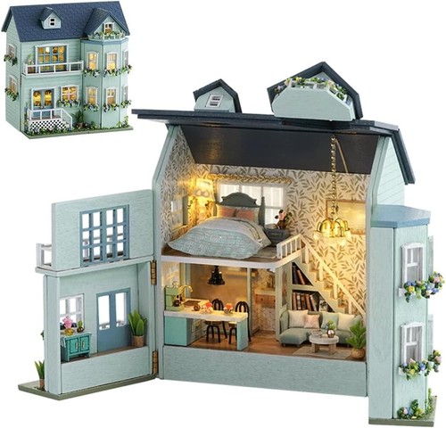 Diy miniature wooden dollhouse - wooden,