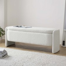 Dusk Didsbury Ivory Boucle Curved Ottoman Storage Bench RRP £152