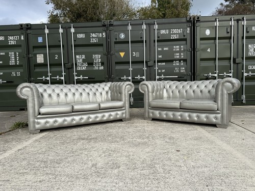 Silver leather buttoned - leather,