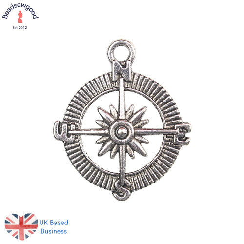 Compass pendant charms - 5,