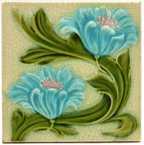 Art nouveau fireplace - fireplace, tile