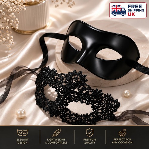 2pcs black lace masquerade - 2pcs,