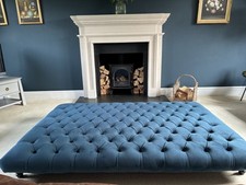 New Velvet Footstool Dark Blue