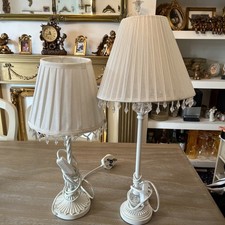 2 x Shabby Chic Table Lamps with Shades