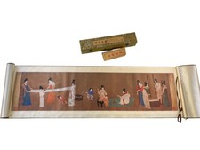 Chinese Printed Silk Scroll Painting with Certificate