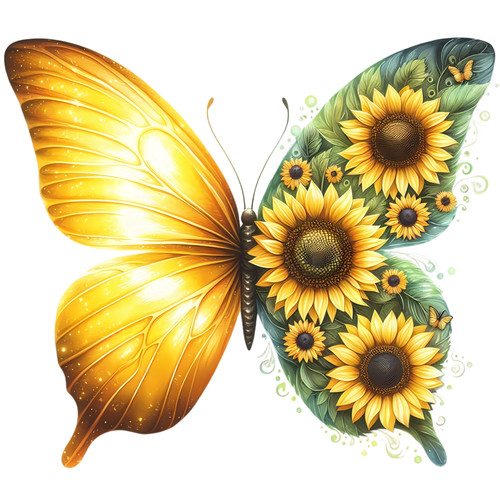 Yellow sunflower butterfly - yellow,