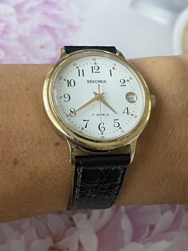 Sekonda manual wind gold tone - wind,
