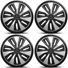 Wheel Trims 15" Black & Silver Hub Caps Covers Orion Fits Vauxhall Agila