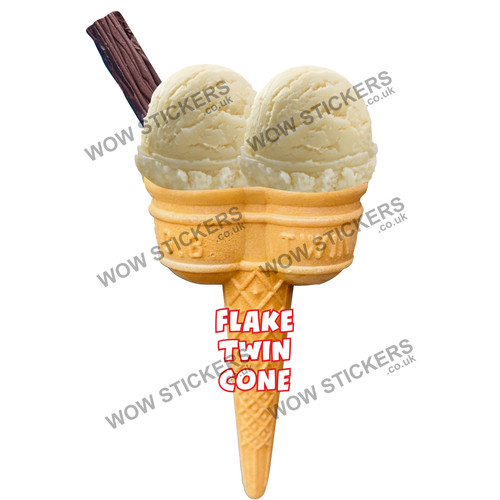 Ice cream van sticker flake - cream,