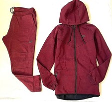 NIKE  TECH FLEECE TRACKSUIT SIZE EXTRA LARGE SLIM FIT MENS BURGUNDY RED