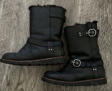 UGG black Noira leather pull on boots 1001733 snow Size 6