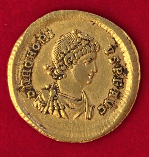 Honorius gold solidus - av, |