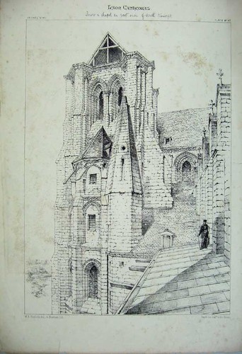 Old antique print - old, laon