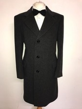 CROMBIE - Mens Vintage Long GREY WOOL COAT - 44 Reg - LOVELY WARM OVERCOAT