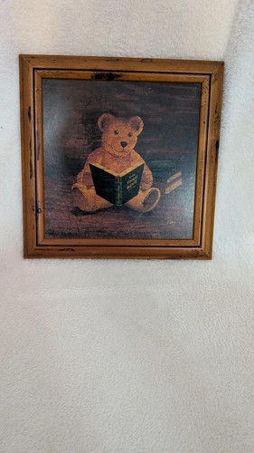 Framed antique teddy print - framed, teddy"