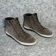 Gabor Womens Hi Top Trainers Size 6 Grey Suede Zip Lace Up Comfort Casual Shoes