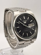Seiko 5 Automatic 7009-3130 Day Date Navy Dial 17 Jewel Spares or Repairs