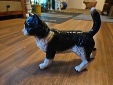 Coopercraft Vintage Black White Cat Figurine H17cm x L22cm