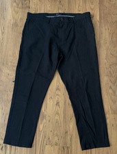 Men's black Chino Trousers Linen Blend W38 L29 Slim Fit Straight Leg