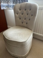 Button Back Cushioned Cream Velvet Bedroom Chair