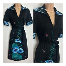 Vintage 70s Black Blue & Teal