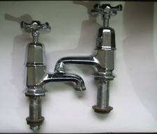 Vintage Pair of Art Deco Heavy sink Taps Hot & Cold No.31 JC S WR