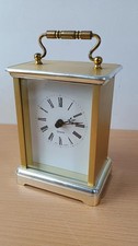 A Antique Mappin & Webb Ltd, Ticking 5 Glass Brass Carriage Clock + Key Running