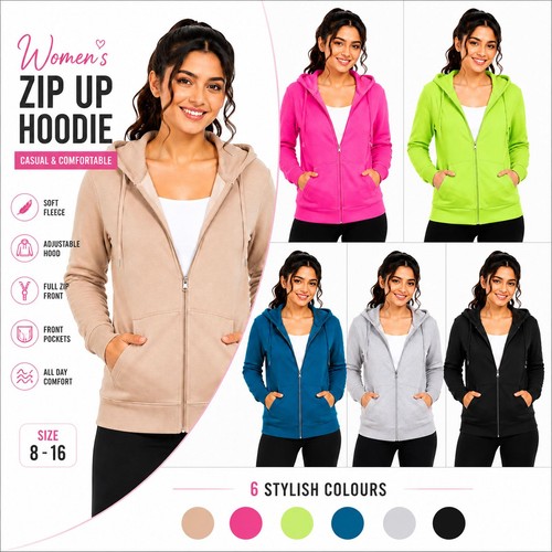 Womens full zip hoodie fleece - full,