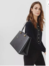 TED BAKER SAFFIANO LEATHER TOTE HANDBAG w/ GOLD BOW LOGO