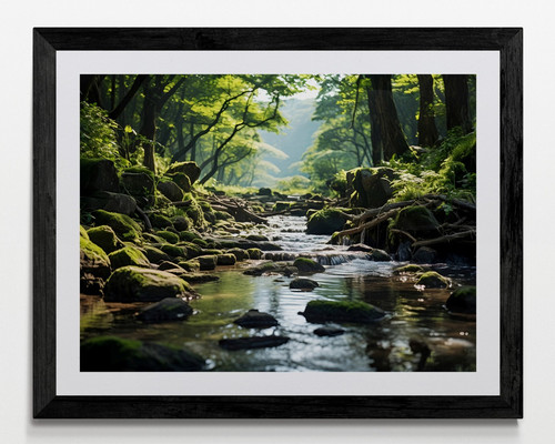 Woodland forest stream - forest, framed